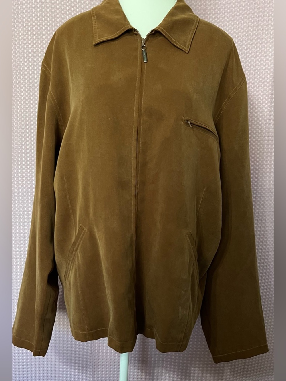 Jhane Barnes Brown Suede Zip Jacket